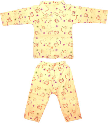 Fashion 4 Boys Kids Nightwear Boys Printed Fleece Blend(Orange Pack of 1)