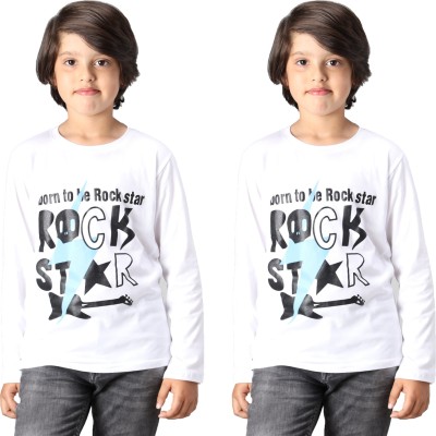 Fit N Fame Boys Printed Cotton Blend Regular T Shirt(Multicolor, Pack of 2)