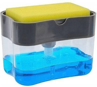 MN exports Plastic Soap Pump Dispenser with Sponge Holder 13 Oz Press Compact Storage for Dish Soaps, Lotion and Sponges (Medium, 380 Ml Capacity, Multicolour) 380 ml Soap, Liquid Dispenser (Multicolor) 382 L Liquid Dispenser