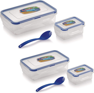 SKI Lock & Seal Lunch Box Rectangular Shape 800 ml And 550 ml Lunch Box Set with small containers 2 Containers Lunch Box(800 ml)