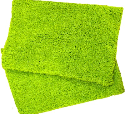 Magic Home Microfiber Bathroom Mat(Green, Medium, Pack of 2)