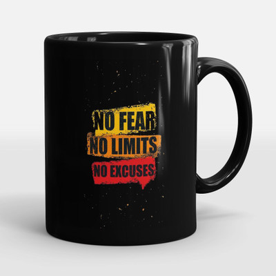 Sublikraft No Fear No Limits No Excuses Printed Ceramic Coffee Mug(330 ml)