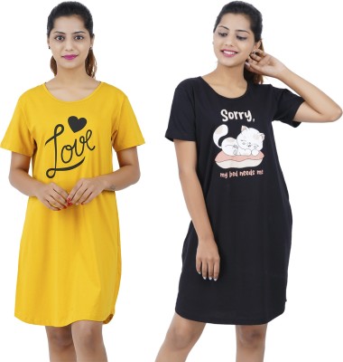 Buy That Trendz Women Nightshirts(Yellow, Black)