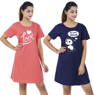 Buy That Trendz Women Nightshirts(Red, Blue)