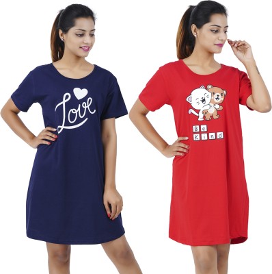 Buy That Trendz Women Nightshirts(Blue, Red)