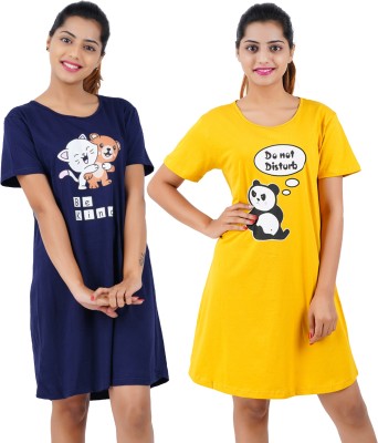 Buy That Trendz Women Nightshirts(Blue, Yellow)