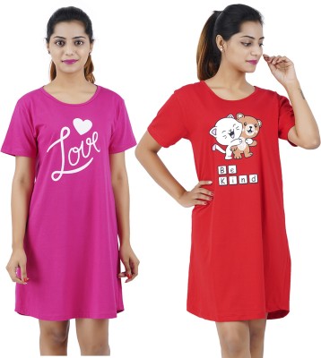 Buy That Trendz Women Nightshirts(Pink, Red)