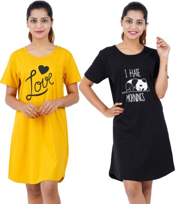 Buy That Trendz Women Nightshirts(Yellow, Black)