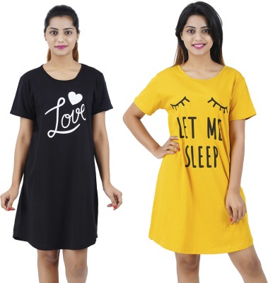 Buy That Trendz Women Nightshirts(Black, Yellow)