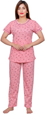 NACNO Girls Printed Orange Top & Pyjama Set