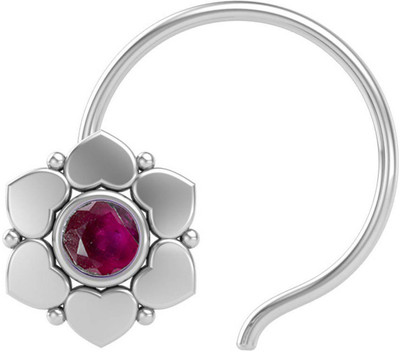 jsaj Ruby Sterling Silver Plated Sterling Silver Nose Stud