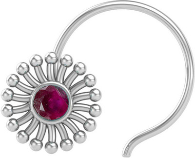 jsaj Ruby Sterling Silver Plated Sterling Silver Nose Stud