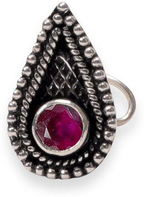 jsaj Ruby Sterling Silver Plated Sterling Silver Nose Stud