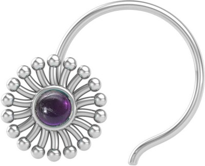 jsaj Amethyst Sterling Silver Plated Sterling Silver Nose Stud