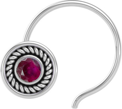 jsaj Ruby Sterling Silver Plated Sterling Silver Nose Stud