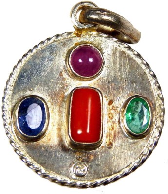 Urancia Antique Locket with Italian Red moonga,Colombia Emerald, Burmese Ruby, Diamond,Ceylon Blue Sapphire Stone