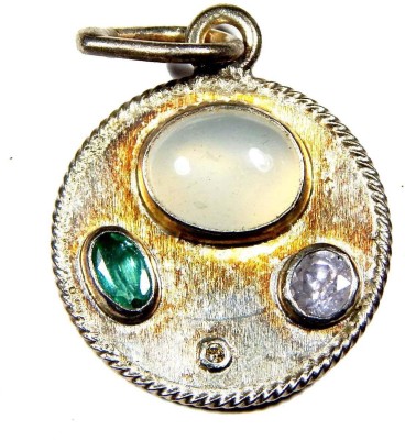 Urancia Antique Locket with Ceylon Moon Stone,Diamond, Ceylon Yellow Sapphire,Colombia Emerald Stone
