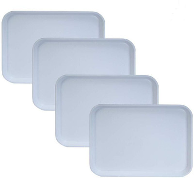 Kanha Serving Tray Platter Rectangular Shape Plastic Trays for Drink Breakfast Tea Dinner Coffee Salad Food for Dinning Table Home Kitchen 11x14 Inches Tray(Pack of 4)