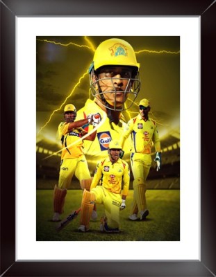 MS Dhoni Wall Poster With Framed For Home And office Décor Print on Special I-Very Paper (Size 13.5 Inch X 10.5 Inch, Framed) Multicolor Paper Print(13.5 inch X 10.5 inch, Framed)
