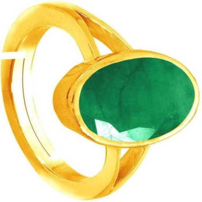 brahmgyan gallary Original emeralad with designer Ring/Angoothi Metal Emerald Gold Plated Ring