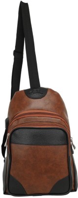 Leatherworld Unisex Stylish Cross Body Messenger Shoulder Bag 14 L Backpack(Tan)