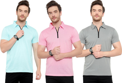 Tivy Solid Men Polo Neck Multicolor T-Shirt