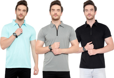 Moordale Solid Men Polo Neck Multicolor T-Shirt