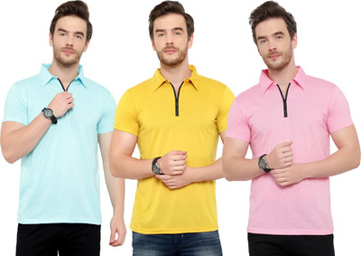 Tivy Solid Men Polo Neck Multicolor T-Shirt