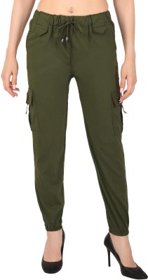 DUNDUBHI Slim Fit Women Green Trousers