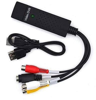 TERABYTE  TV-out Cable USB 2.0 Easycap Audio and Video Capturing Device Directly from TV Dc60 Tv DVD VHS Video Adapter Capture Card Audio Av Capture Support Windows Xp/7/Vista With Attach Setup Link(Black, For TV)