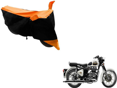 NIKS Two Wheeler Cover for Royal Enfield(Classic 350, Black, Orange)