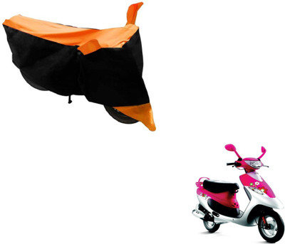 MOCKHE Two Wheeler Cover for TVS(Scooty Pep+, Black, Orange)