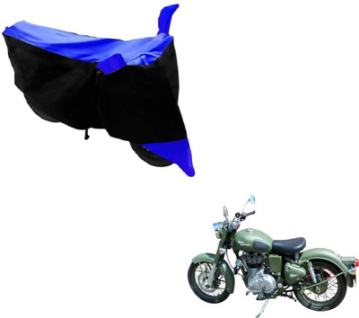 MOCKHE Two Wheeler Cover for Royal Enfield(Battle, Black, Blue)