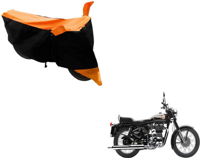 Amanzo Two Wheeler Cover for Royal Enfield(Bullet 350, Black, Orange)