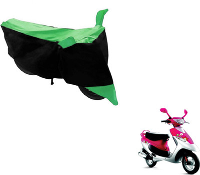 MOCKHE Two Wheeler Cover for TVS(Scooty Pep+, Black, Green)