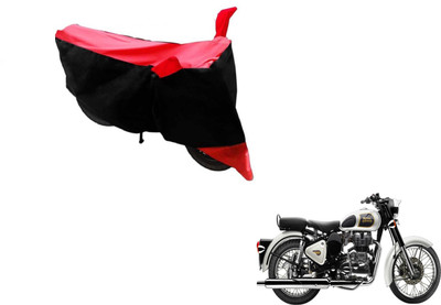 MOCKHE Two Wheeler Cover for Royal Enfield(Classic 350, Black, Red)