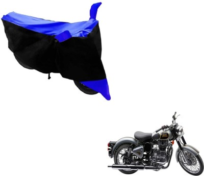 MOCKHE Two Wheeler Cover for Royal Enfield(Classic 500, Black, Blue)