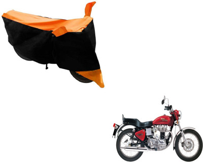 Amanzo Two Wheeler Cover for Royal Enfield(Black, Orange)