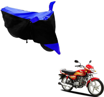 MOCKHE Two Wheeler Cover for Hero(HF Deluxe, Black, Blue)