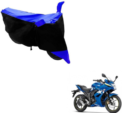 MOCKHE Two Wheeler Cover for Suzuki(Gixxer SF, Black, Blue)