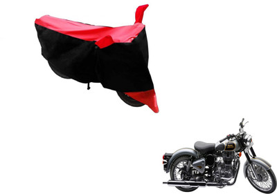 MOCKHE Two Wheeler Cover for Royal Enfield(Classic 500, Black, Red)