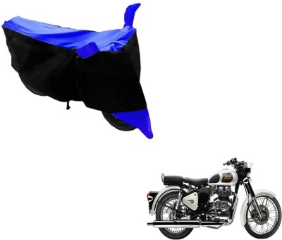 MOCKHE Two Wheeler Cover for Royal Enfield(Classic 350, Black, Blue)