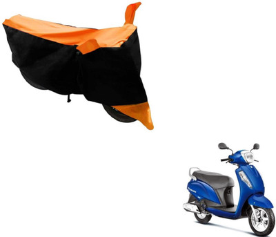 MOCKHE Two Wheeler Cover for Suzuki(Access, Black, Orange)