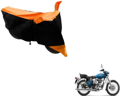MOCKHE Two Wheeler Cover for Royal Enfield(Black, Orange)