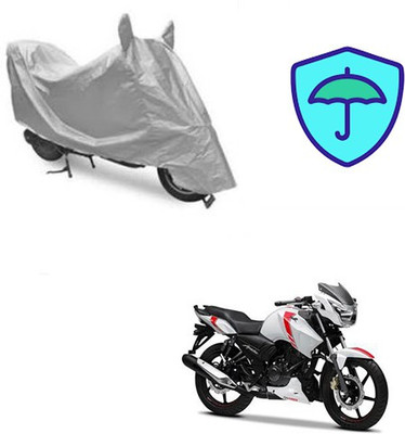 Atulit enterprises Waterproof Two Wheeler Cover for TVS(Apache RTR 160, Silver)