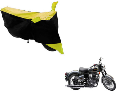 NIKS Two Wheeler Cover for Royal Enfield(Classic 500, Black, Yellow)
