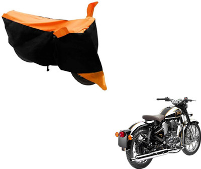 Amanzo Two Wheeler Cover for Royal Enfield(Classic Chrome, Black, Orange)