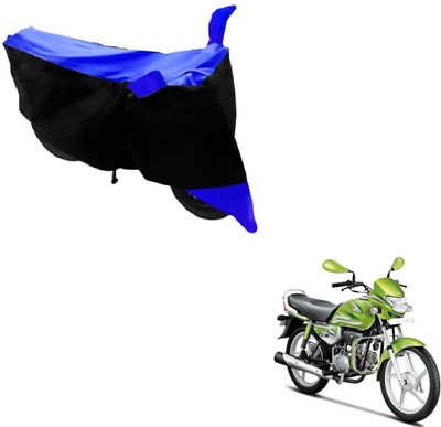 MOCKHE Two Wheeler Cover for Hero(HF Deluxe, Black, Blue)