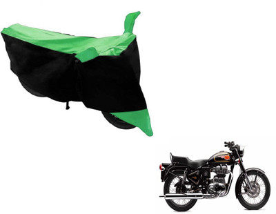 MOCKHE Two Wheeler Cover for Royal Enfield(500, Black, Green)