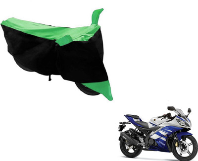 MOCKHE Two Wheeler Cover for Yamaha(R15, Black, Green)